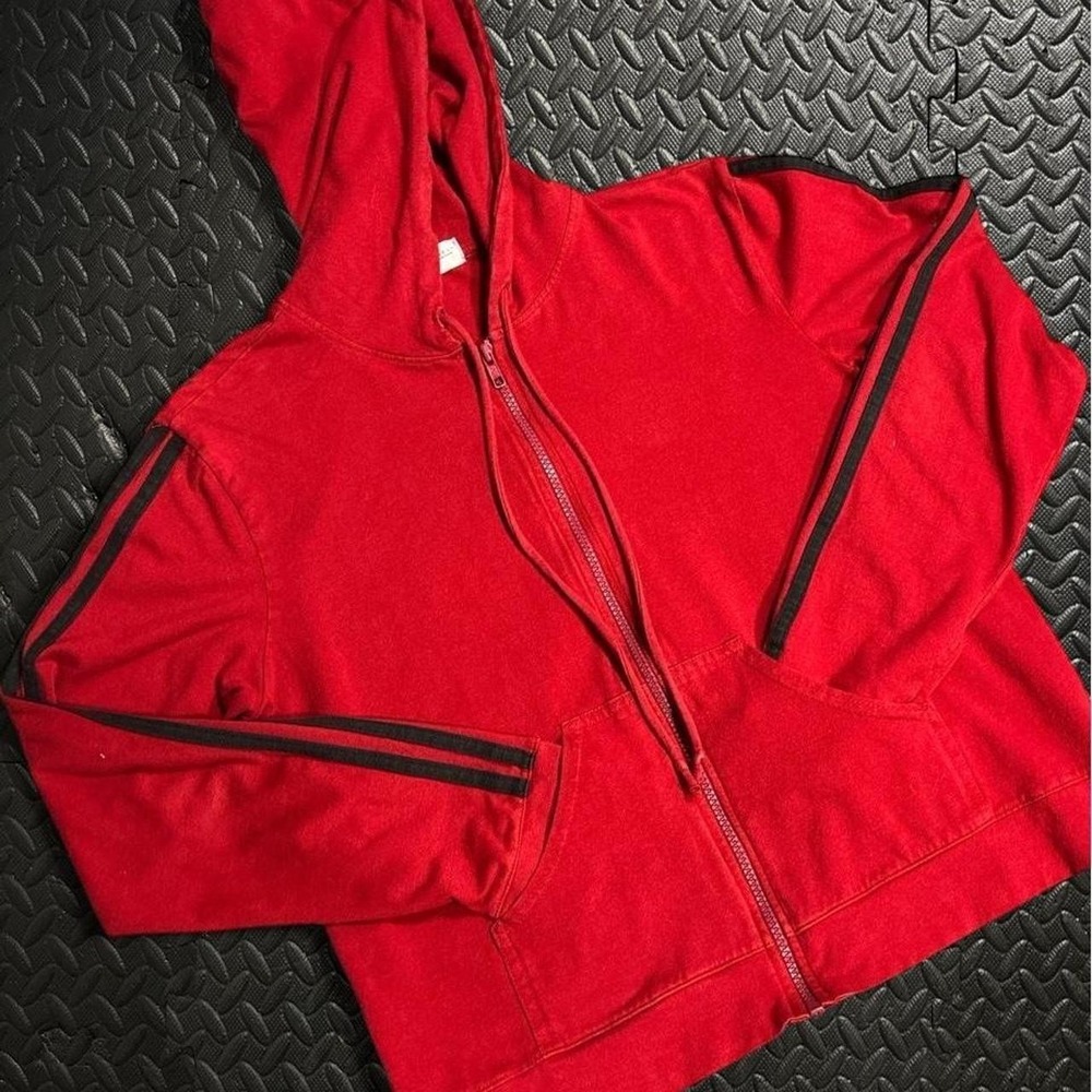 Super sick Central Park West Red zip up hoodie with black stripes